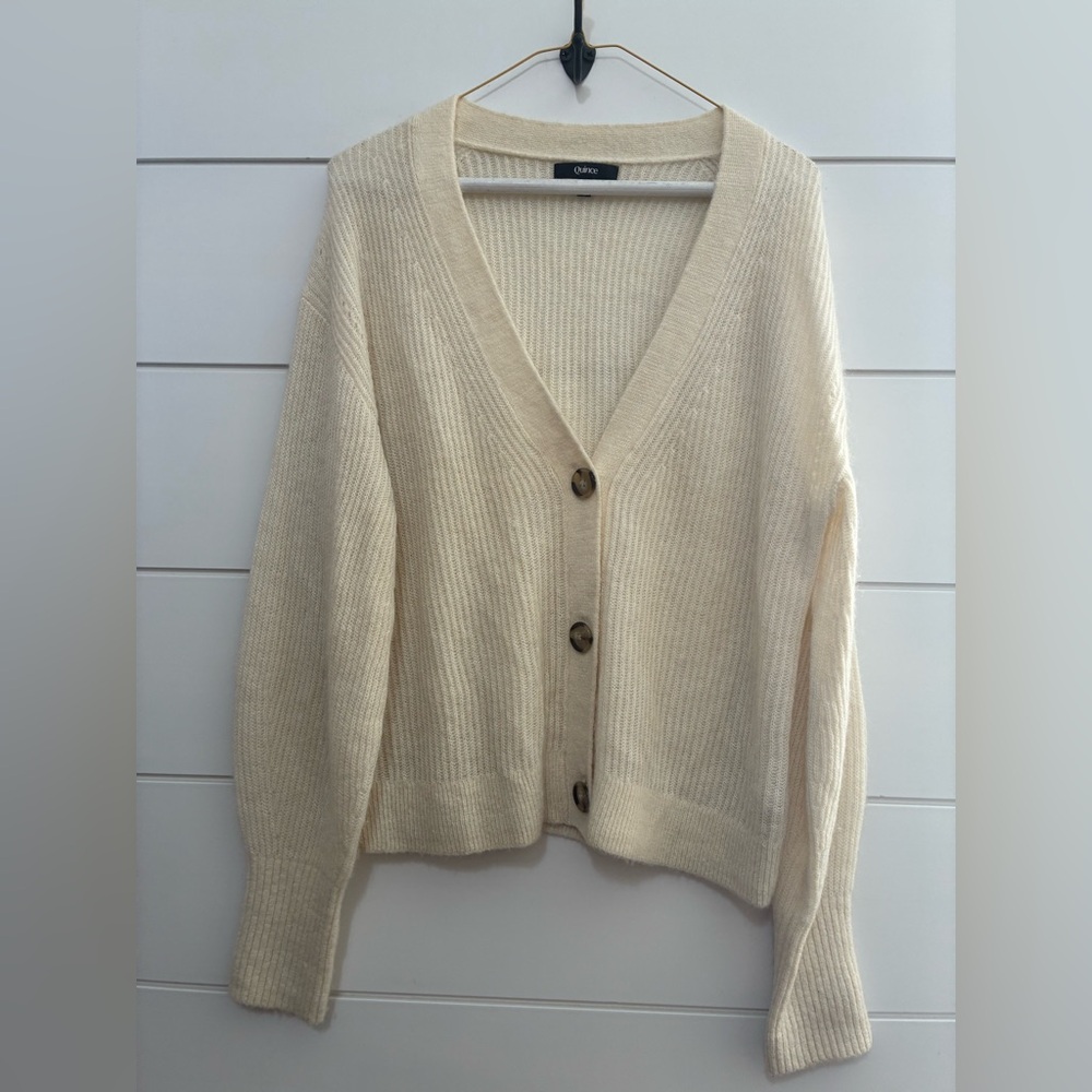 Quince Baby Alpaca-Wool Cropped Cardigan size M - Picture 6 of 14